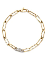 Diamond Paperclip Bracelet in 14K White & Yellow Gold