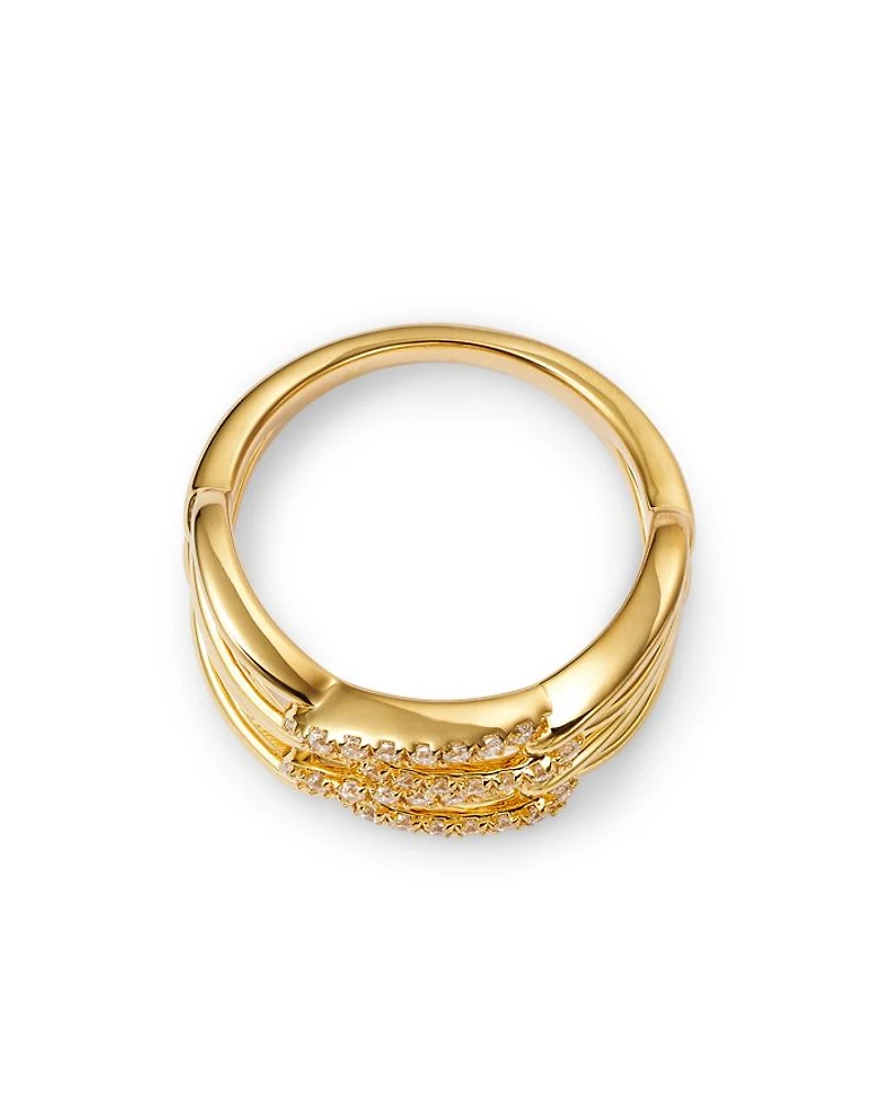 Diamond Double Link Ring in 14K Yellow Gold, 0.25 tcw