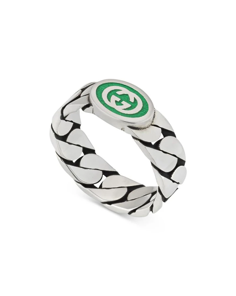 Sterling Silver Interlocking Curb Chain Ring