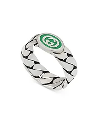Sterling Silver Interlocking Curb Chain Ring