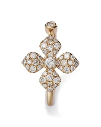 Diamond Pavé Flower Cuff Ring in 14K Yellow Gold, 0.50 tcw