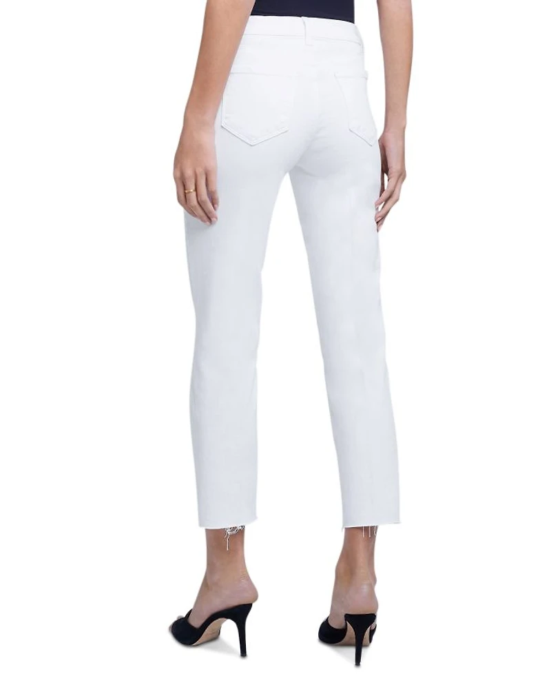 Sada High Rise Cropped Straight Jeans Blanc