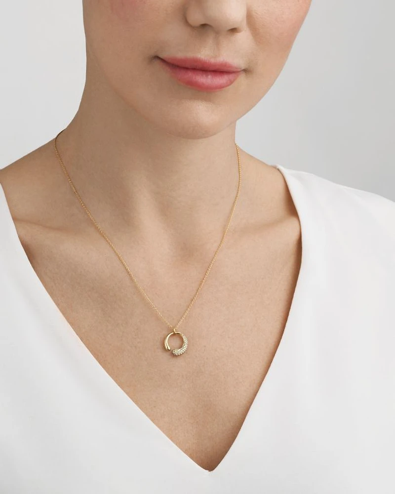 18K Yellow Gold Diamond Pavé Mercy Small Pendant Necklace, 17.72"