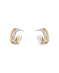 Georg Jensen 18K White & Rose Gold Fusion Diamond Small Hoop Earrings