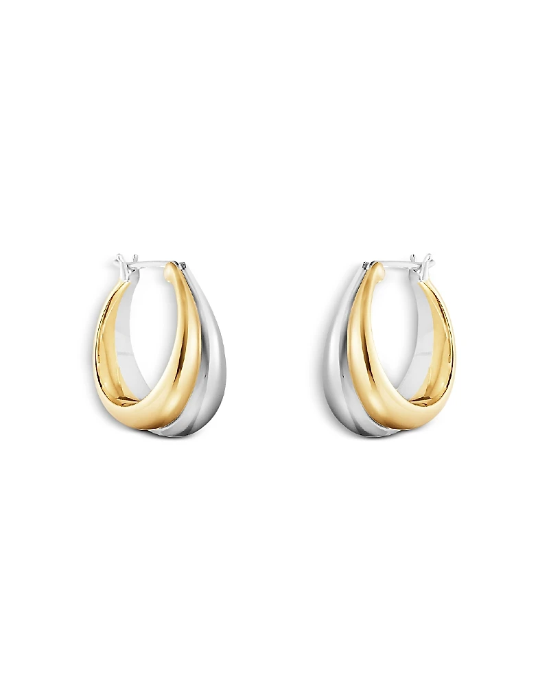 Georg Jensen 18K Yellow Gold & Sterling Silver Curve Graduated Hoop Earrings