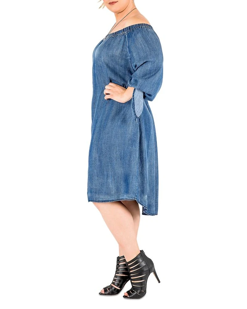Julie Off-the-Shoulder Chambray Dress