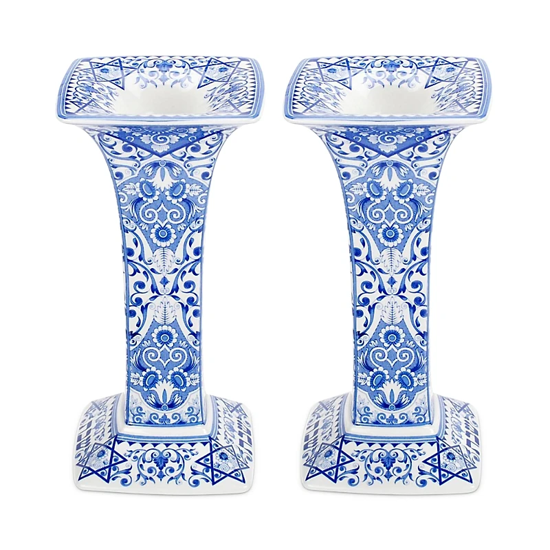 Spode Judaica Sabbath Candleholders, Set of 2