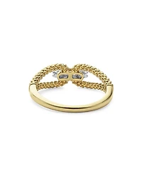 18K White & Yellow Gold Signature Caviar Diamond Open Loop Ring