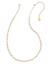 Juliette Baguette Cubic Zirconia Adjustable Strand Necklace in 14K Gold Plated, 19"