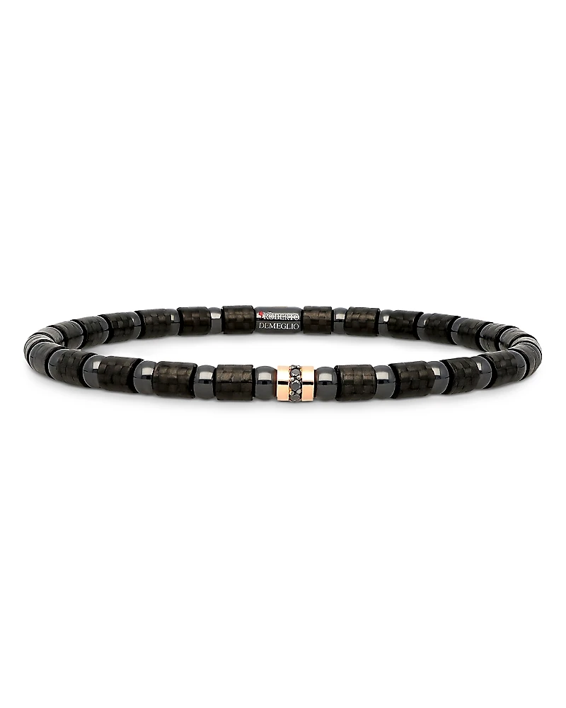 Roberto Demeglio Men's Carbon Black Diamond & 18K Rose Gold Stretch Bracelet