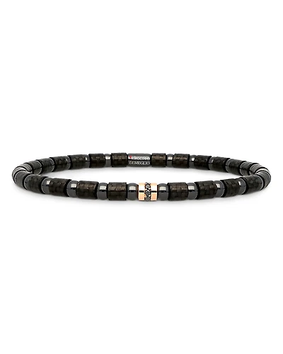 Roberto Demeglio Men's Carbon Black Diamond & 18K Rose Gold Stretch Bracelet