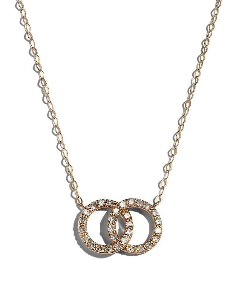 Diamond Double O Pendant Necklaces 14K Gold, 0.25 tcw each