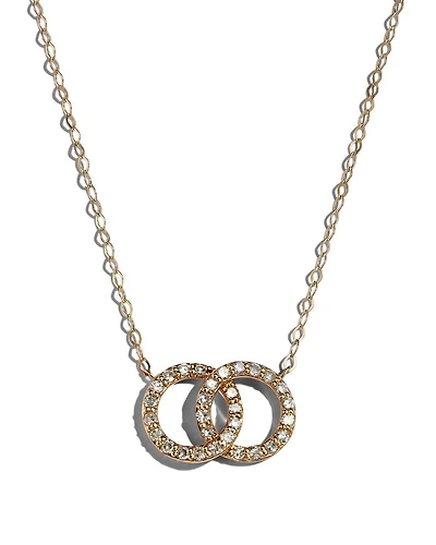 Diamond Double O Pendant Necklaces 14K Gold, 0.25 tcw each