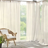 Elrene Home Fashions Darien Solid Indoor/Outdoor Sheer Adhesive Loop Tab Top Window Curtain Panel