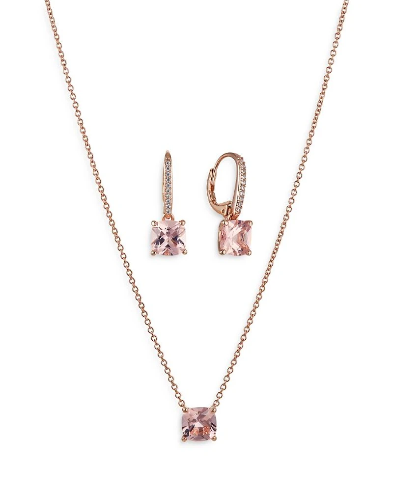 Bridesmaids Colored Stud Earrings & Pendant Necklace Set