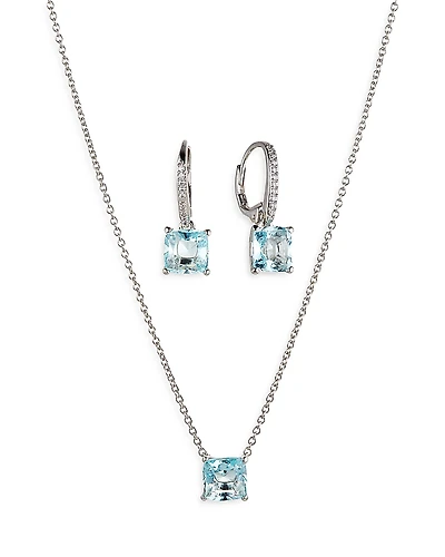 Nadri Bridesmaids Colored Stud Earrings & Pendant Necklace Set