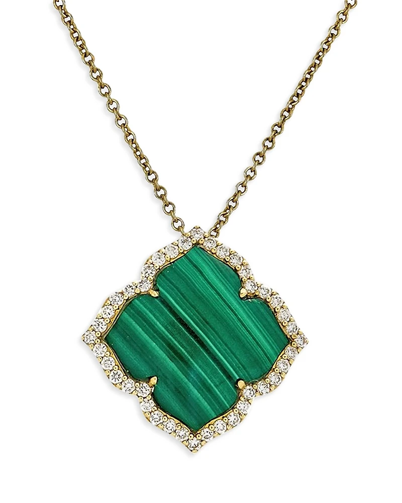 Piranesi 18K Yellow Gold Capri Malachite & Diamond Flower Necklace; 18