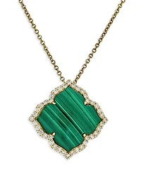 Piranesi 18K Yellow Gold Capri Malachite & Diamond Flower Necklace; 18
