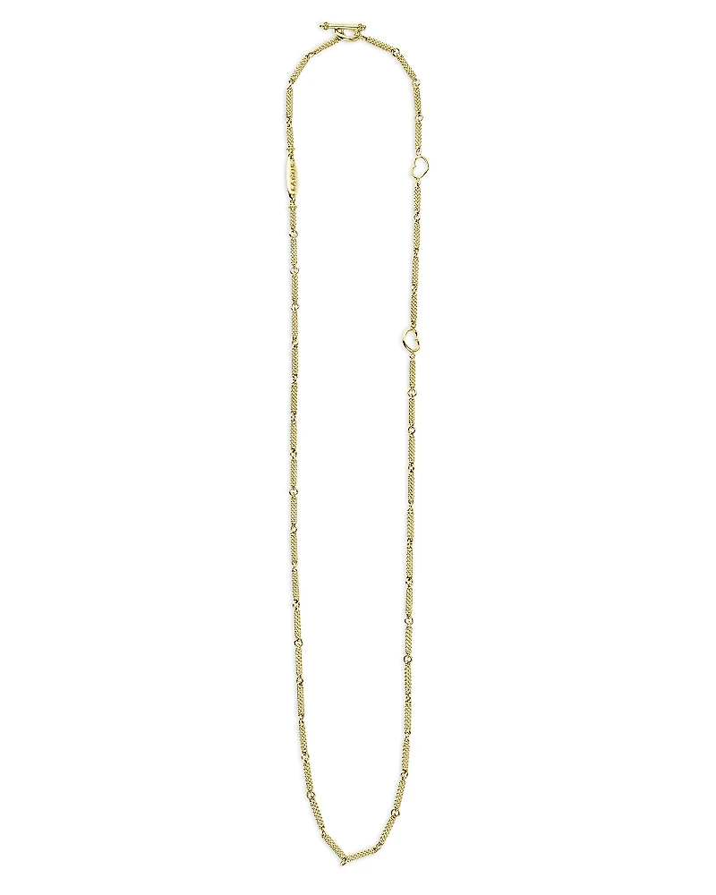 Lagos 18K Yellow Gold Signature Caviar Bead Open Heart Link Chain Necklace