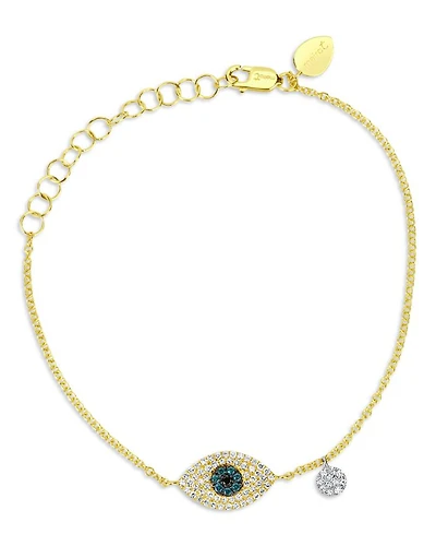 14K Yellow Gold Diamond Evil Eye Bracelet