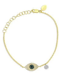 14K Yellow Gold Diamond Evil Eye Bracelet