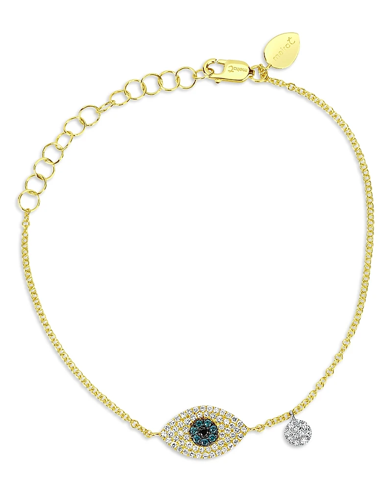 Meira T 14K Yellow Gold Diamond Evil Eye Bracelet