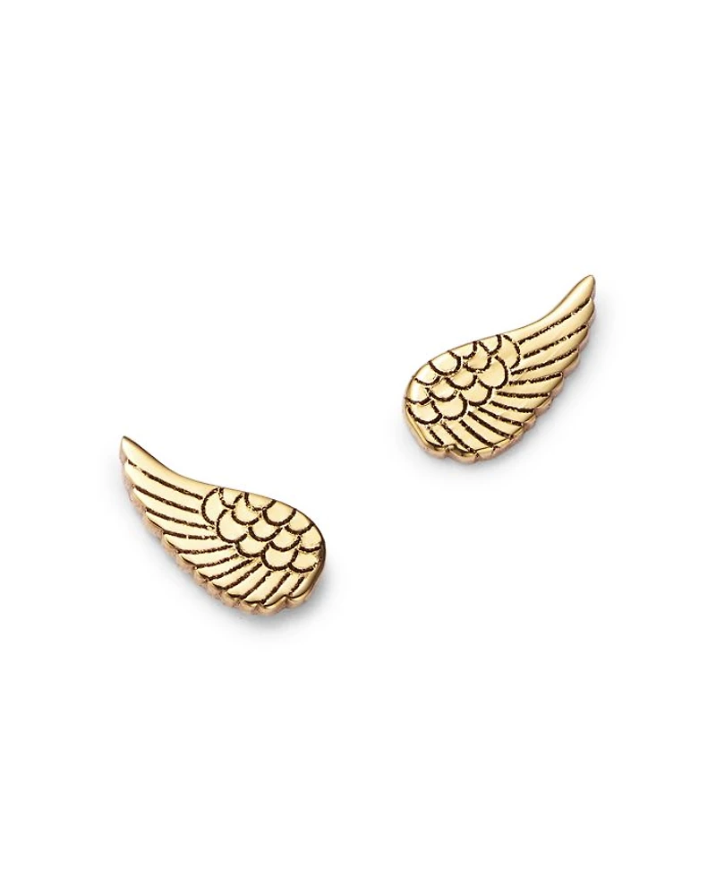 14K Yellow Gold Itty Bitty Symbols Angel Wing Stud Earrings