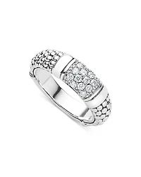 Sterling Silver Signature Caviar Pavé Diamond Ring