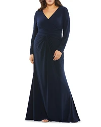 Mac Duggal Plus Twist Front Jersey Gown