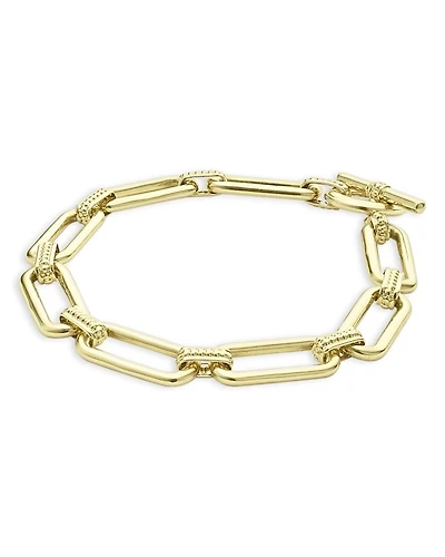 18K Yellow Gold Signature Caviar Smooth Oval Chain Bracelet