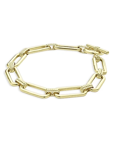 Lagos 18K Yellow Gold Signature Caviar Smooth Oval Chain Bracelet