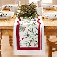 Elrene Home Fashions Winter Holiday Berry Fabric Table Runner, 70 x 13
