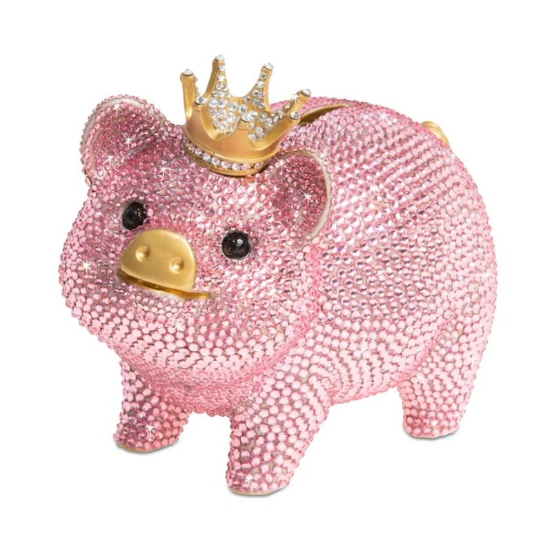 Pavé Piggy Bank with Crown