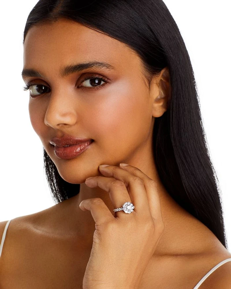 Diamond Halo Ring in 14K White Gold, 1.60 tcw