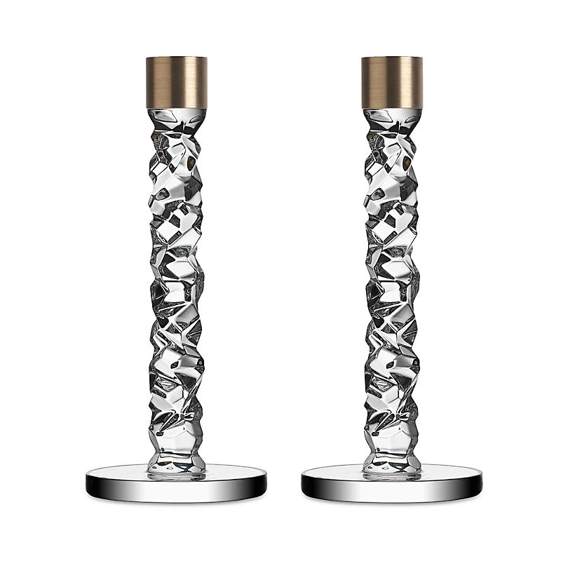 Orrefors Carat Large Clear Candlesticks, Set of 2