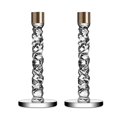 Orrefors Carat Large Clear Candlesticks, Set of 2