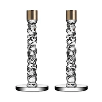 Orrefors Carat Large Clear Candlesticks, Set of 2