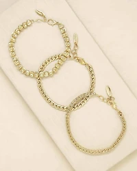 Classical Bracelets in 18K Gold Plate, Set of 3