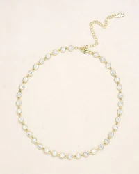 Bezel Choker Necklace 18K Gold Plate, 12"