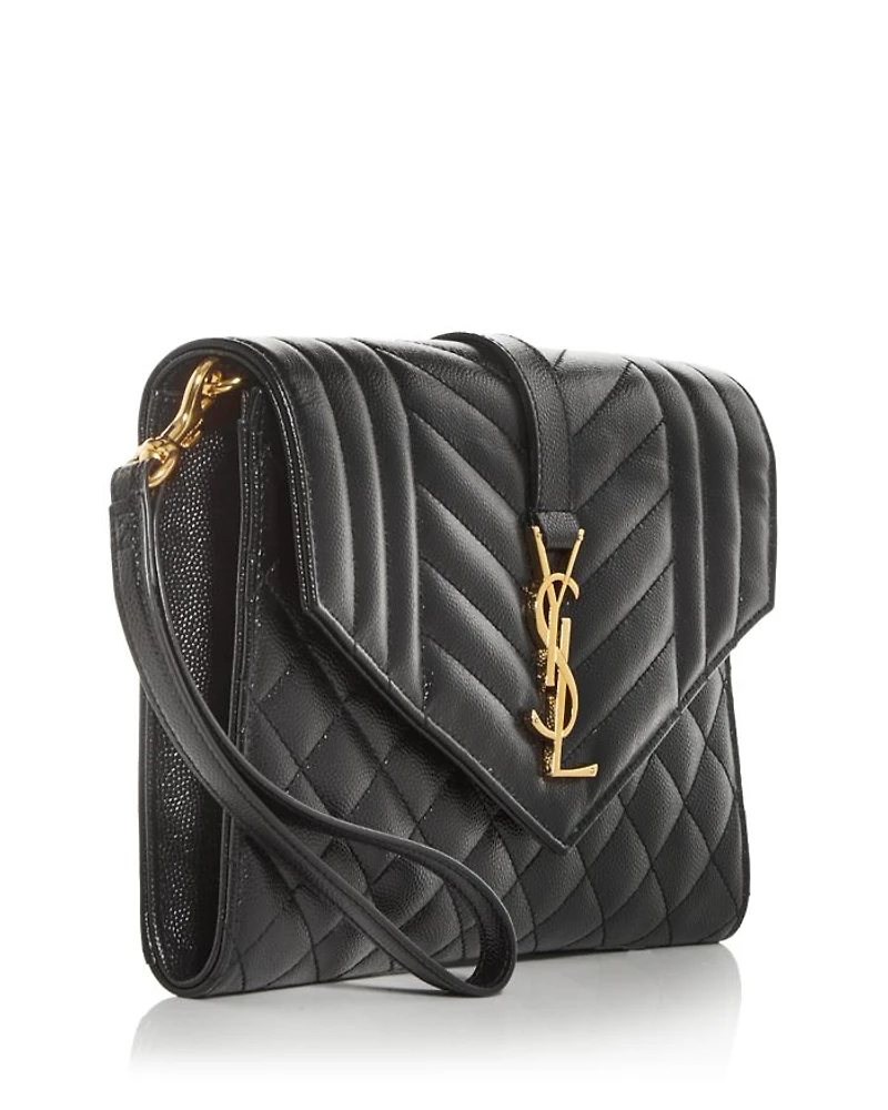 Envelope Flap Pouch Mix Matelassé Grain De Poudre Embossed Leather
