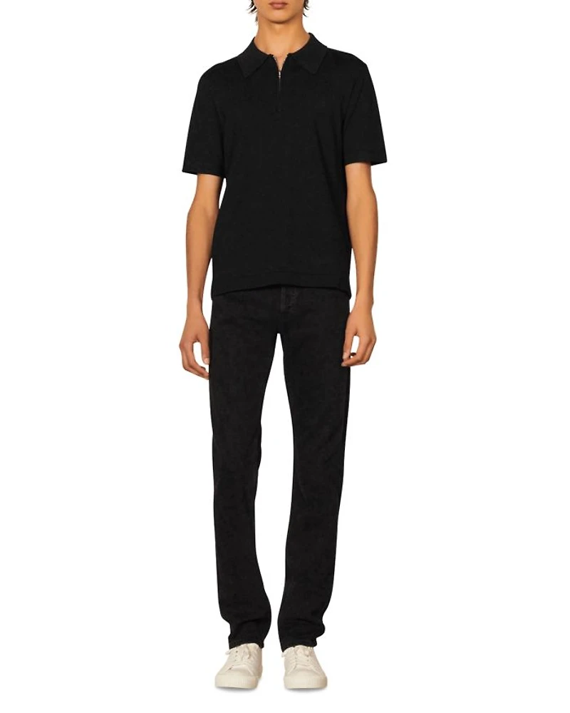 Knitted Polo Shirt with Zip Collar