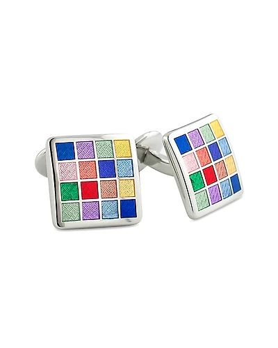 David Donahue Sterling Silver Multi Checkerboard Cufflink