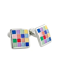 David Donahue Sterling Silver Multi Checkerboard Cufflink