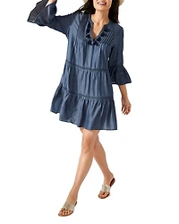 Chambray Embroidered Dress Swim Cover-Up