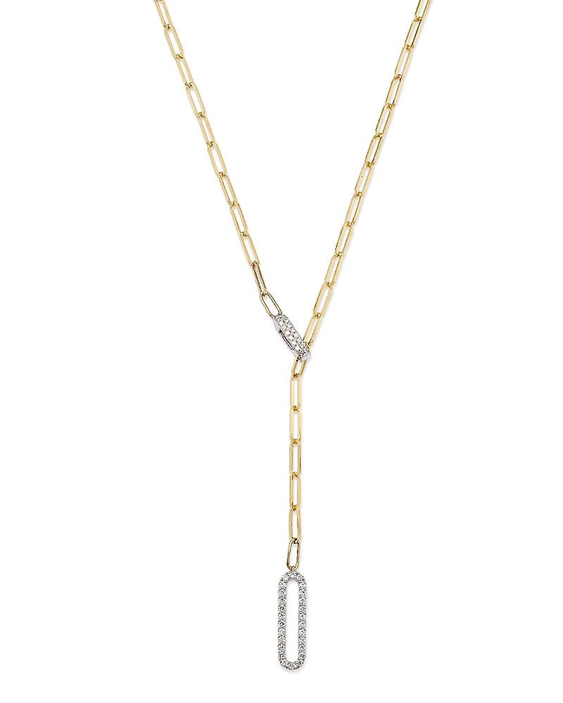 Bloomingdale's Fine Collection Diamond Paperclip Lariat Necklace