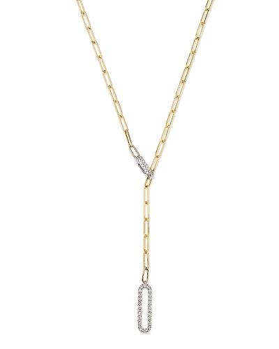 Bloomingdale's Fine Collection Diamond Paperclip Lariat Necklace