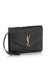 Monogram Croc Embossed Leather Clutch