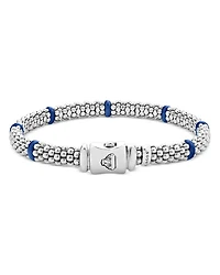 Ultramarine Ceramic & Sterling Silver Blue Caviar Station Bracelet