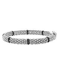 Ceramic & Sterling Silver Black Caviar Station Bracelet