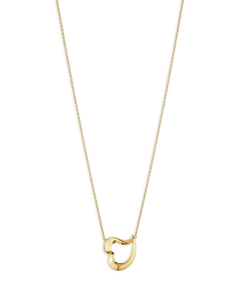 Georg Jensen 18K Yellow Gold Hearts Horizontal Open Heart Pendant Necklace, 17.72